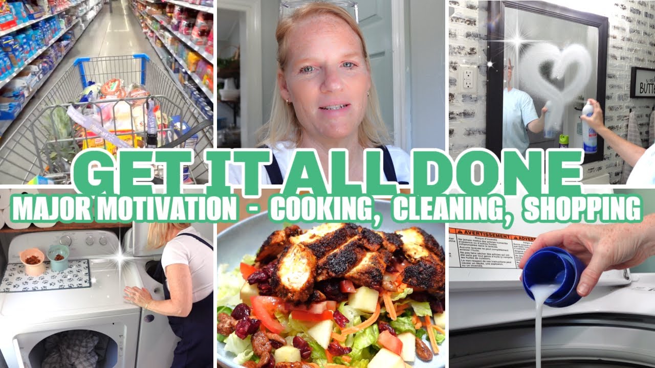 MAJOR MOTIVATION // GET IT ALL DONE - COOKING, CLEANING, SHOP WITH ME, GROCERY RESTOCK + MEAL PLAN