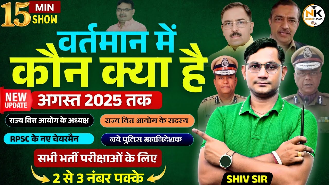 राजस्थान में कौन क्या अगस्त 2025 अपडेट | राजस्थान में कौन क्या | 