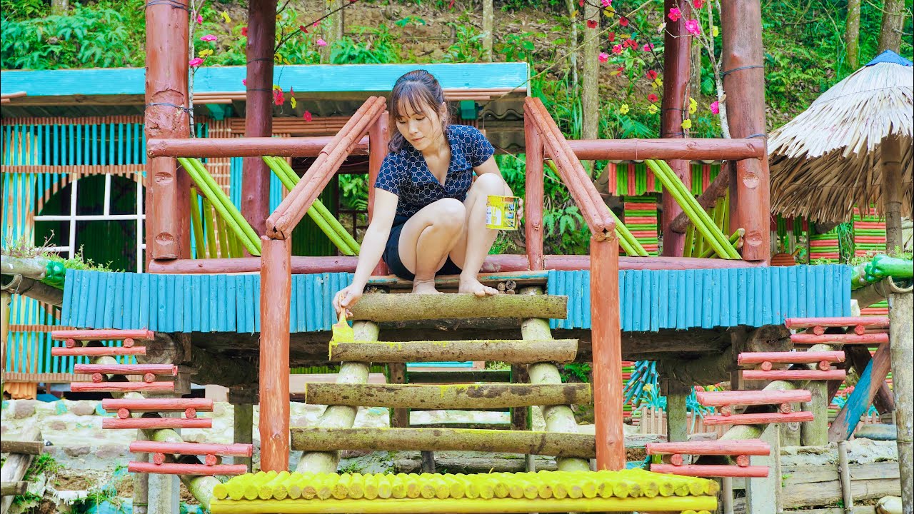 Build a log cabin. Make stairs to the wooden house in the pond - Build a farm - Daily life - Amanda