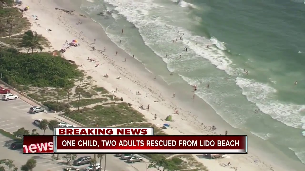 Three people, including child, rescued from Lido Beach