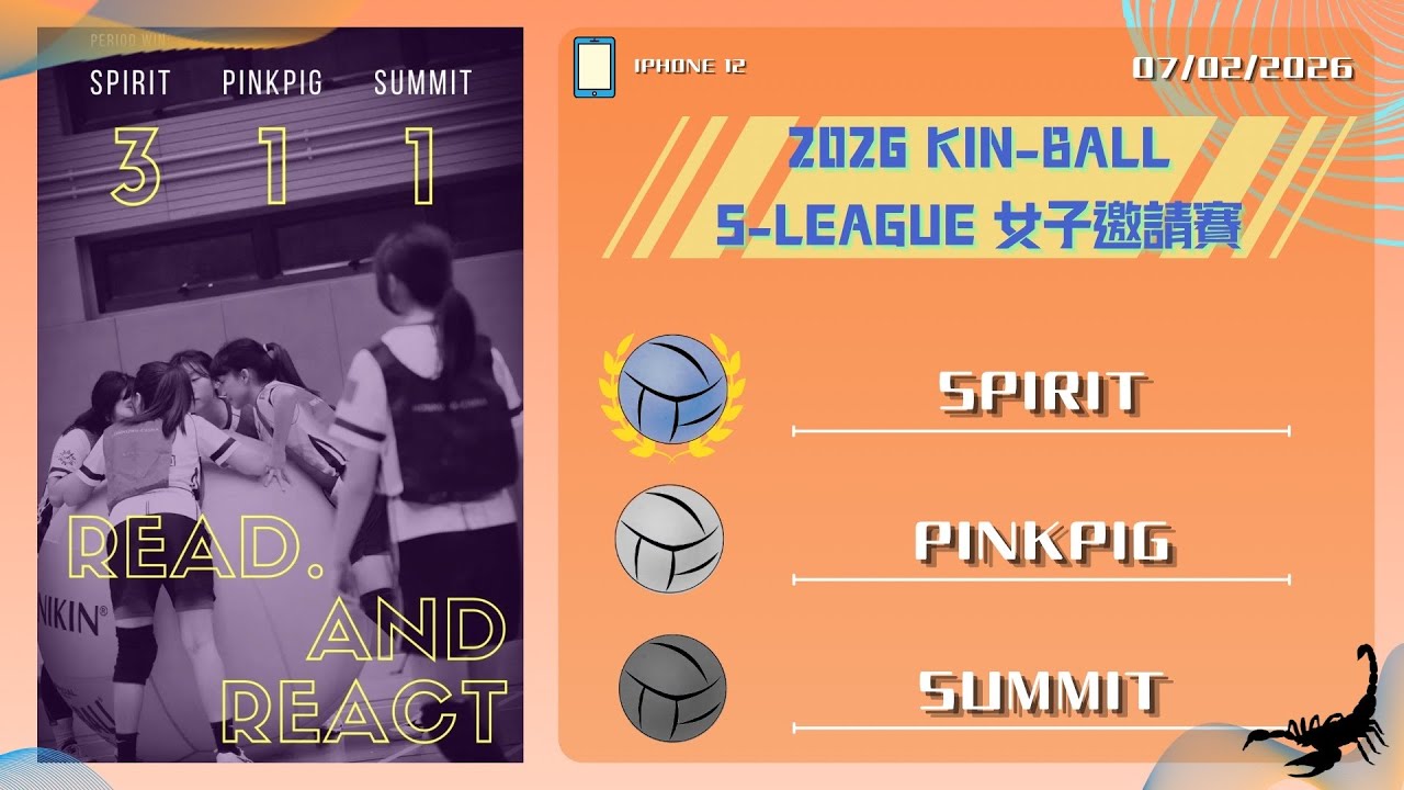 【2026 KIN-BALL S-LEAGUE 女子邀請賽】- Game 2（🔵SPIRIT、⚪️PINKPIG、⚫️SUMMIT）#All #初賽 7/2/2026（4K60 Iphone 12）