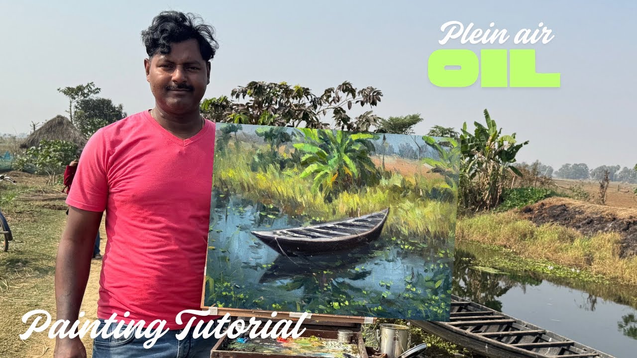 Day-105, Plein Air Oil Landscape Painting Tutorial By Achintya Hazra 