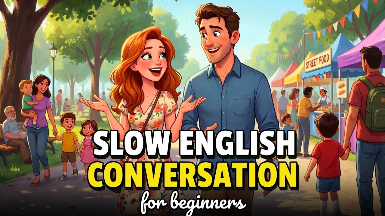 A Relaxed Walk to a Street Food Fair | Slow English Conversation (A1–A2)