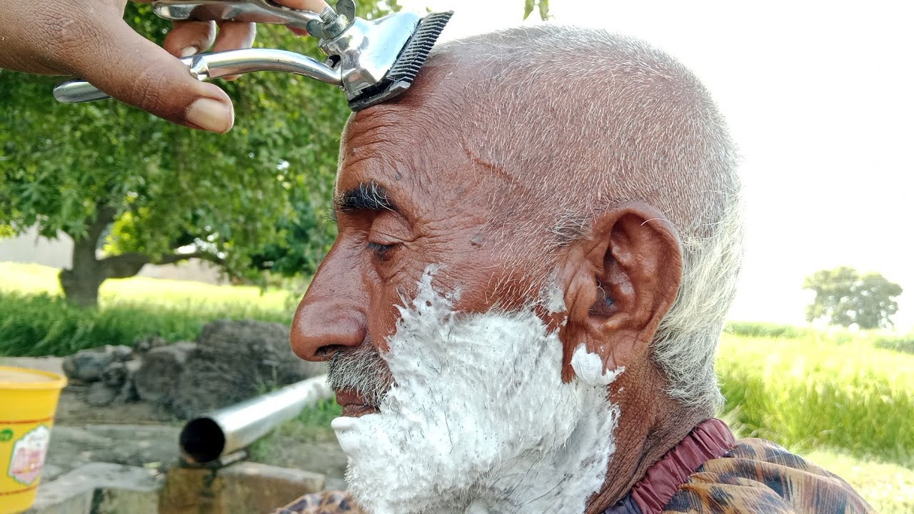 ASMR Amazing Old Man Shaving and Baldness With Barber Old [ASMR real old man]