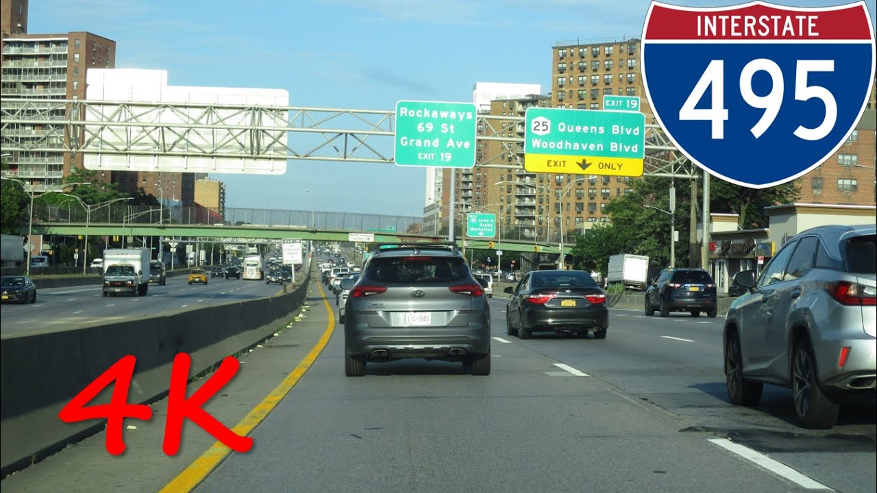 ⁴ᴷ Long Island Expressway (Interstate 495 Exits 32 to 1) westbound [4K VIDEO]