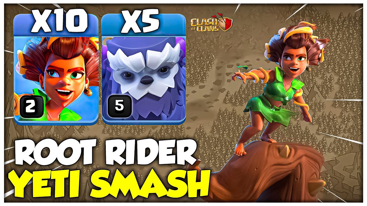 Th15 vs Th16 Root Rider Yeti Smash Attack Strategy in Clash of Clans