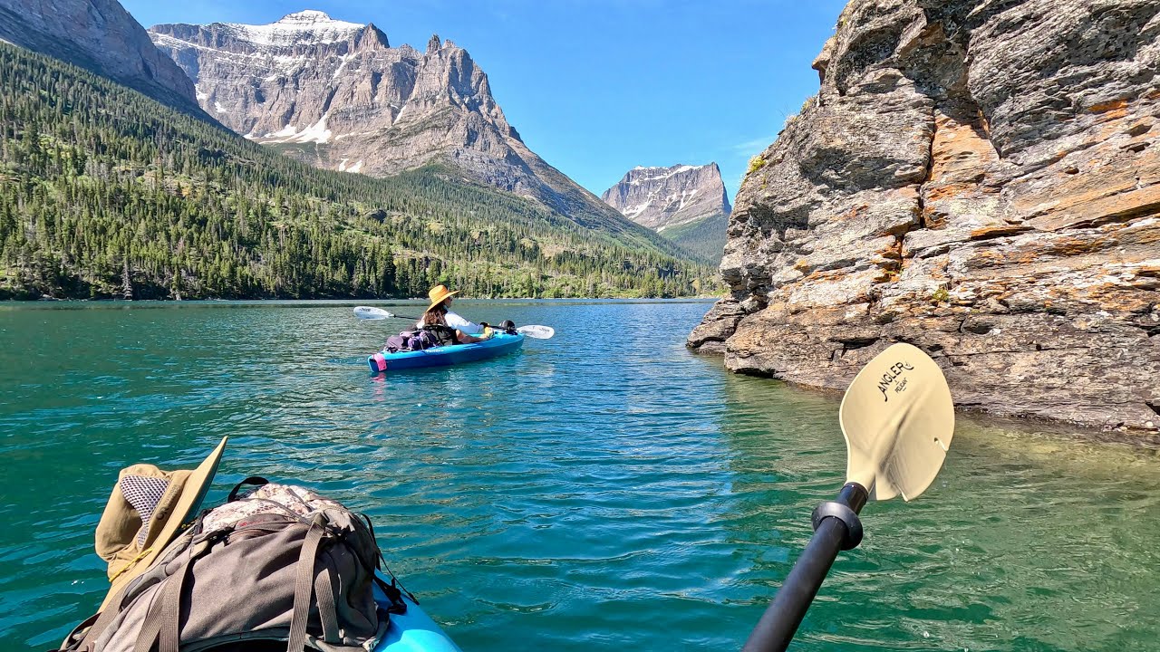 Saint Mary Lake, Wild Goose Island, Sun Point, and Silver Dollar Beach in Glacier National Park 4K