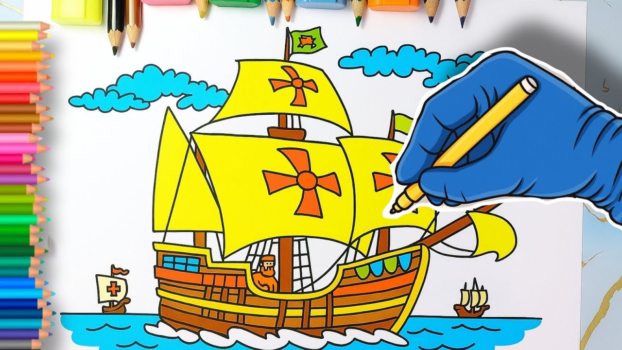 Coloring videos of OLD SHIP #art #easydrawing