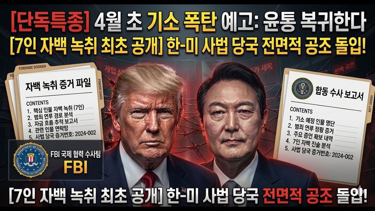 밤 9시 단독특종 트럼프 4월초 기소폭탄 예고: 윤통 복귀한다! 7인 자백 녹취 최초공개 7인 반전 충격정체!
