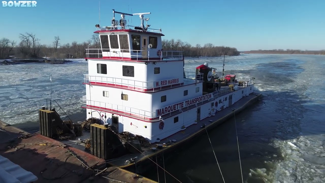 The Towboat W Red Harris Southbound Icy Illinois River