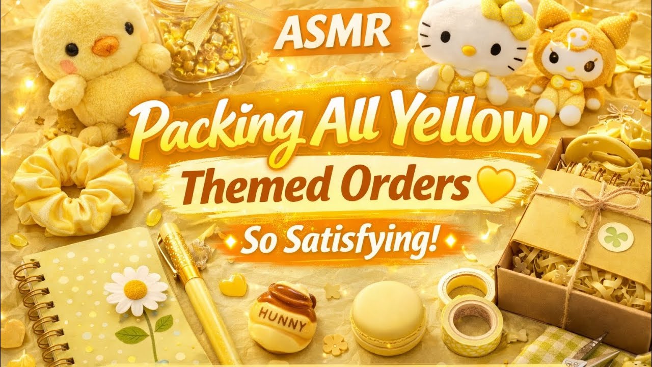 ASMR Yellow Orders💛 Packing All Yellow Themed Orders So Satisfying #YellowAesthetic #PackingOrders