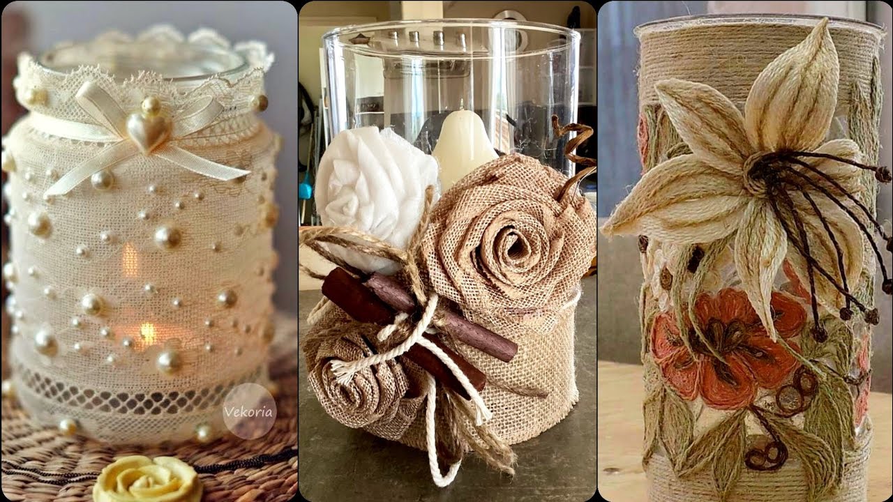 Zero Waste Craft ♻️ Mason Jar Makeover with Burlap Jute & Old Things Recycled Mason Jar Art | DIY 🌲