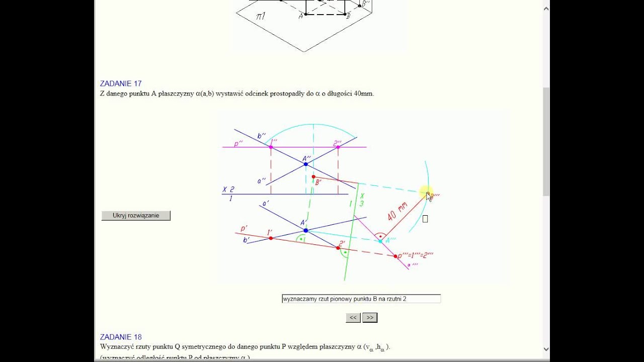 gw5_1  (GW 10/19) Transformacja, odległość punktu od płaszczyzny,konstrukcje miarowe na płaszczyżnie