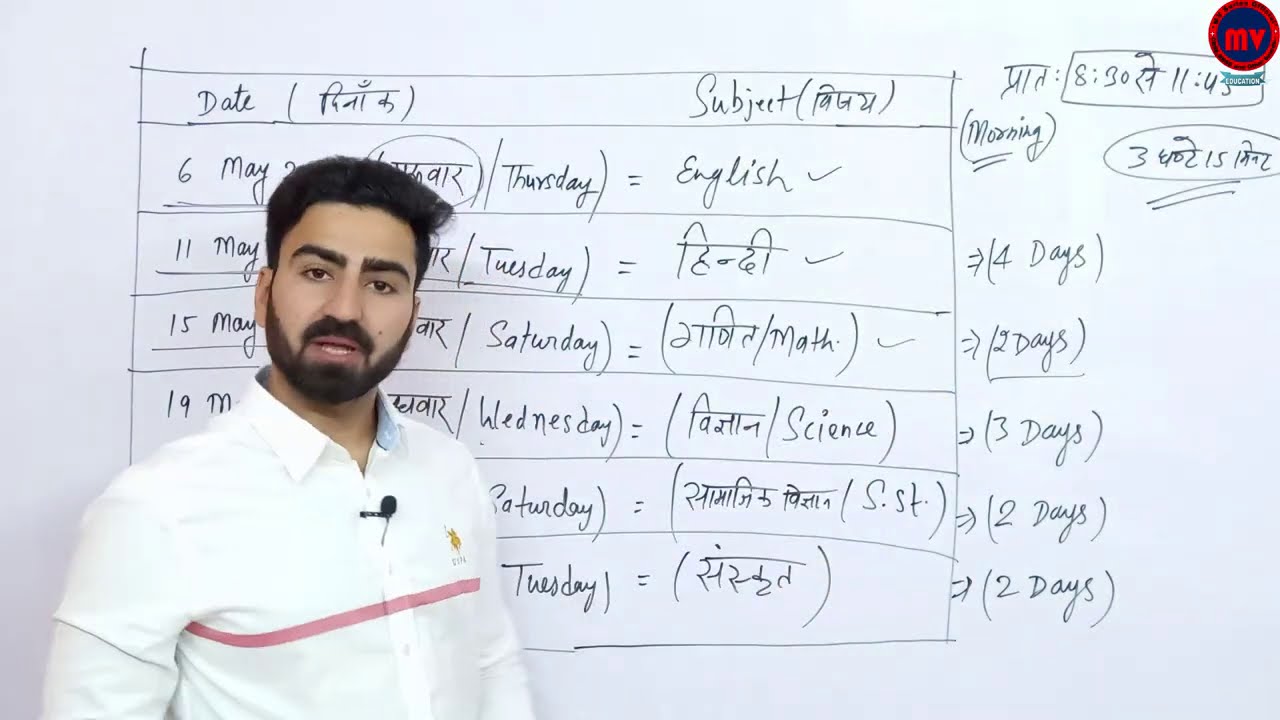 Time Table 2021 | Class 10th RBSE