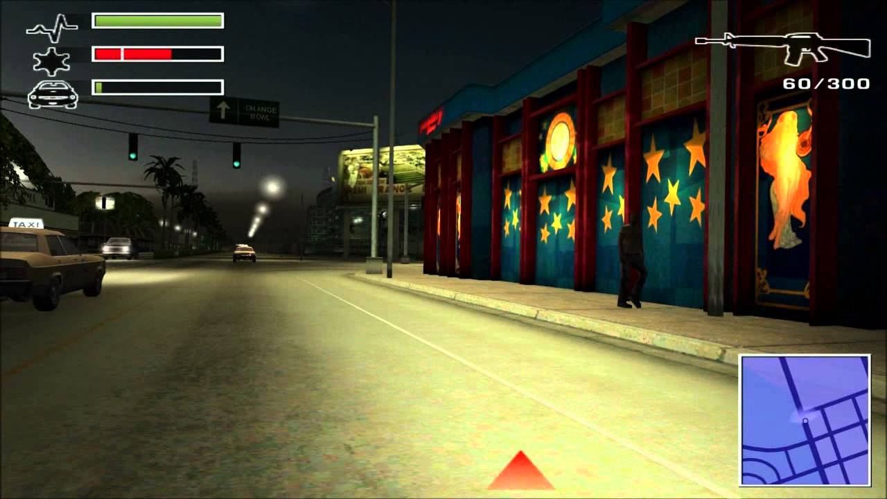 Driv3r - police chase in Miami: steering wheel gameplay