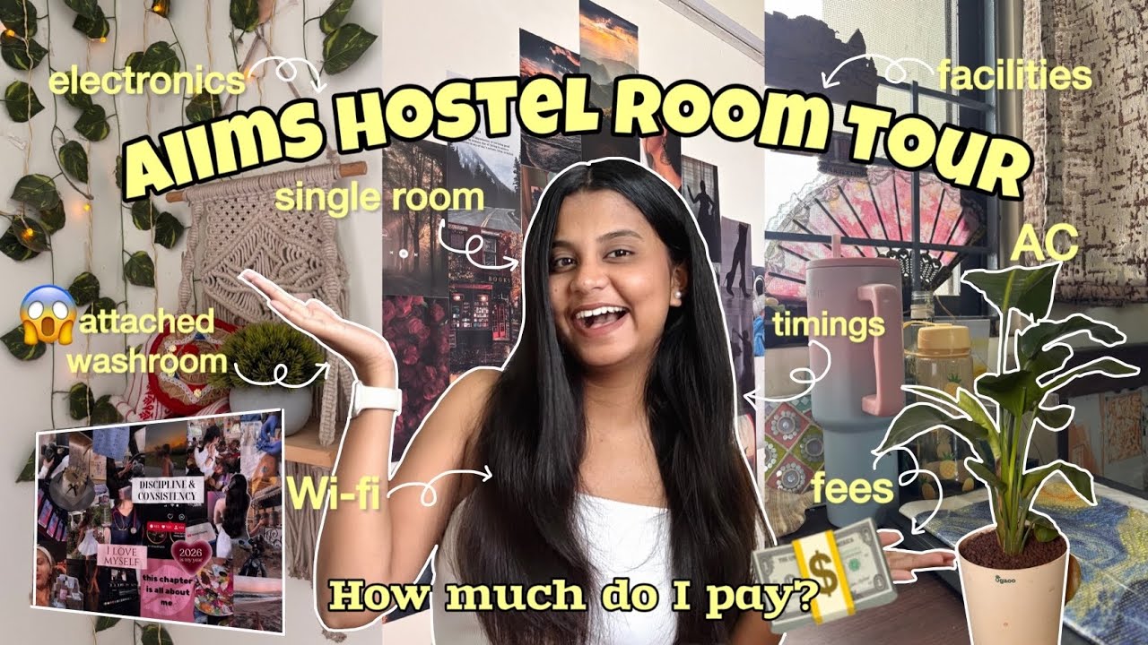 AIIMS Hostel Room Tour✨ Sarkari Hostel🏨 MBBS, NEET 2026 (Fees, Single rooms, Timings, AC, Washroom)