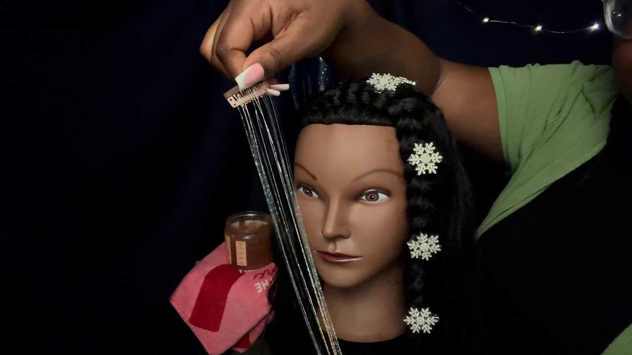 ASMR Your overly festive sister does your holiday party hair ❄️🎄(hairstyling, accessories, brushing)