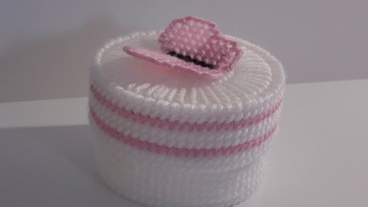 How to make a round plastic canvas Butterfly Jewellery Box