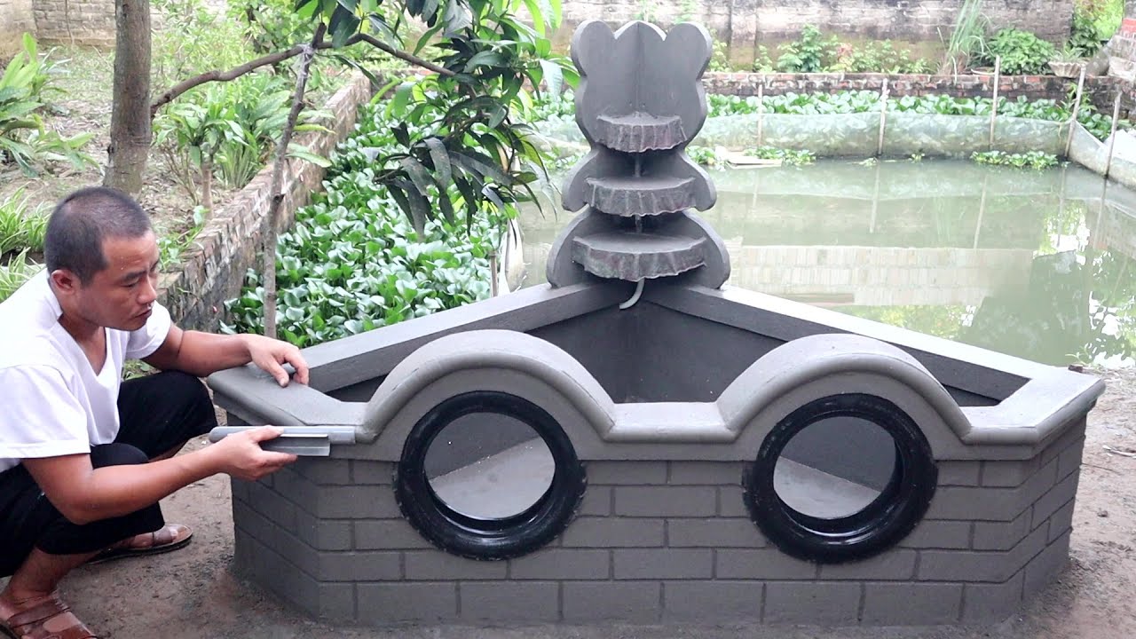Amazing! Make Fish Tank For Small Garden From Cement