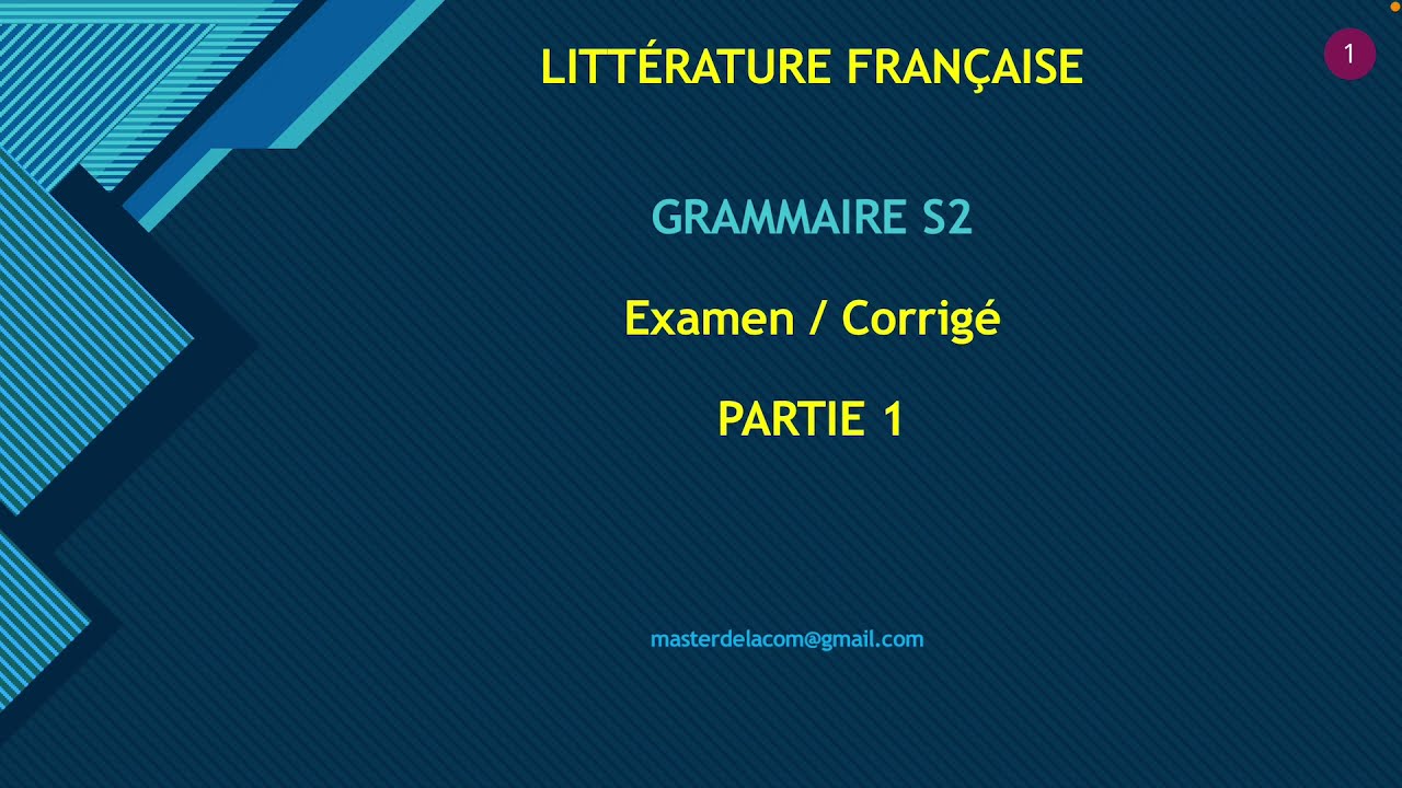 Éxamen :  grammaire s1 s2