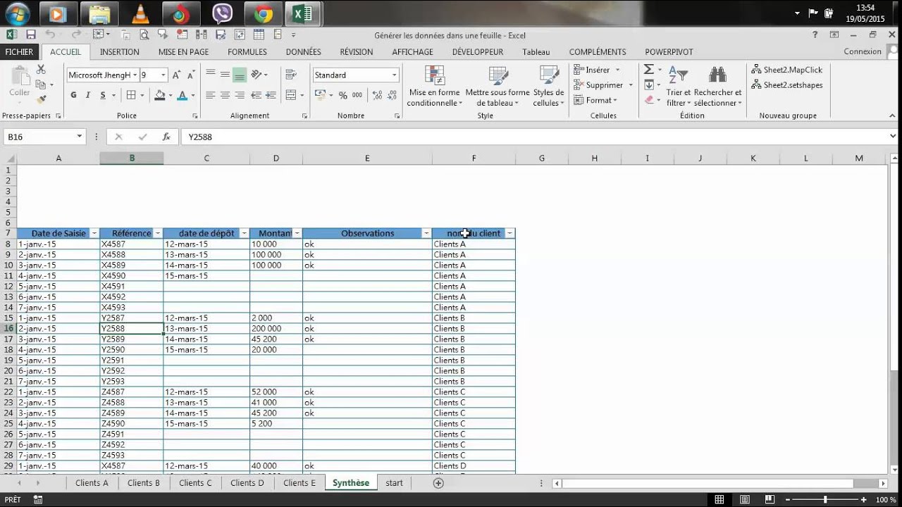Excel Vba: Comment générer des données de multiple feuilles dans une seule feuille