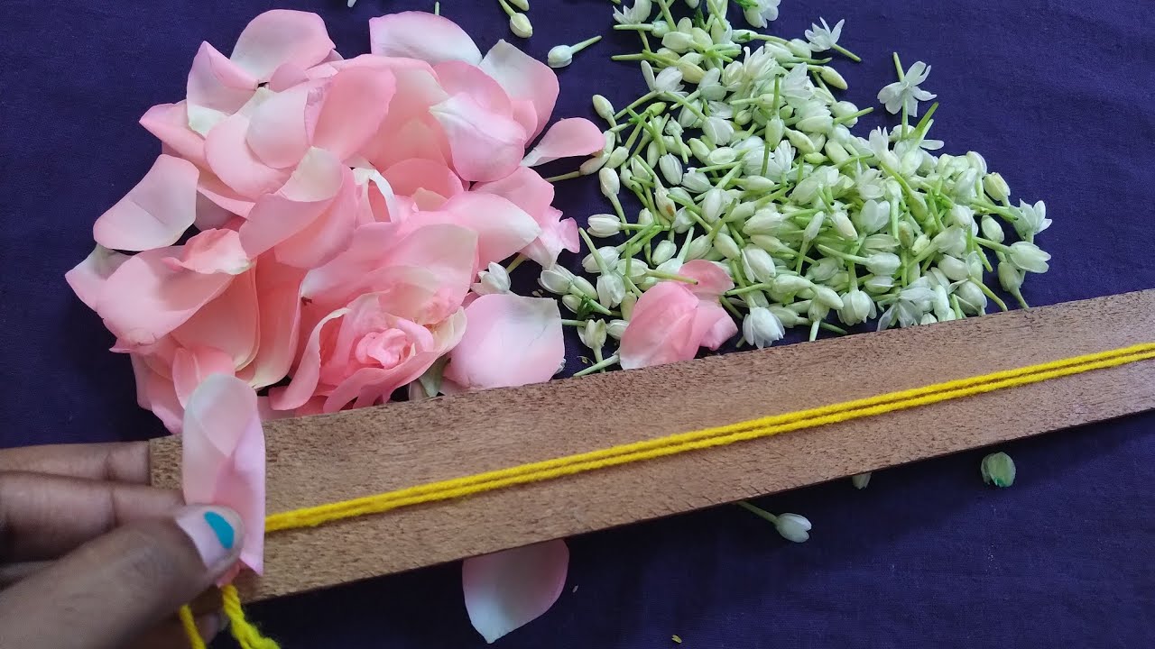 SentuJasmine Flowers&Pink Rose petals Bridal Garland//Bridal Garland//Garland Making For New Lerners