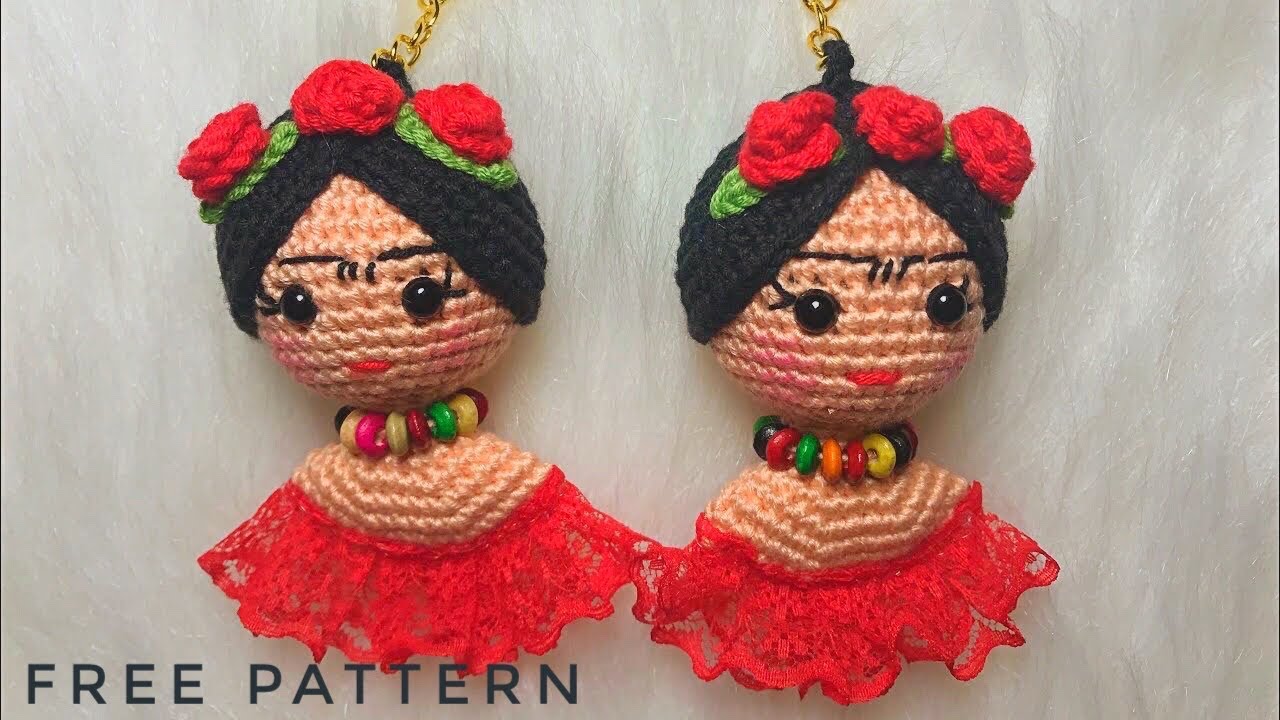 AMIGURUMI Frida Kahlo Anahtarlık Yapımı( Amigrumi Frida Kahlo Keychain Tutorial) ENG SUBS ON)