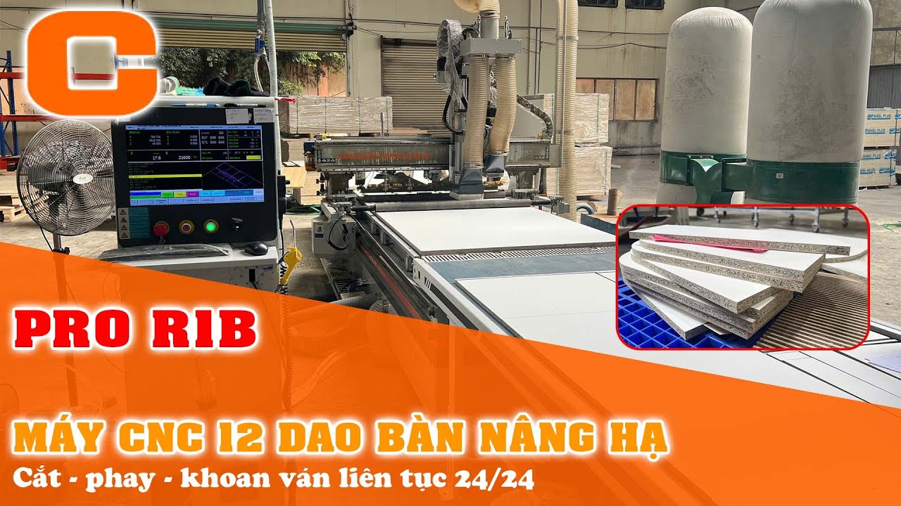 Máy CNC 12 Dao Bàn Nâng Hạ Tải Nặng Cắt - Phay - Khoan Liên Tục 24/24 - PRO R1B