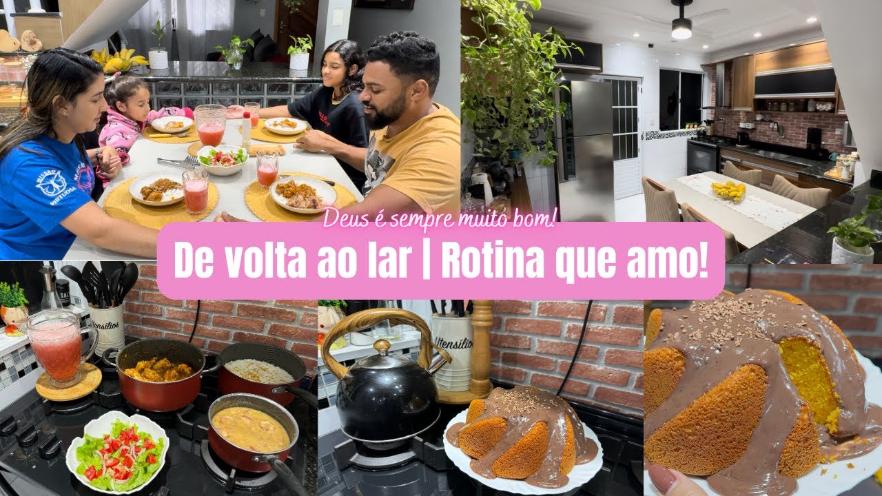 De volta ao lar| Almoço fresquinho| Limpei e organizei| testando a forma nova| Bolo de cenoura fácil
