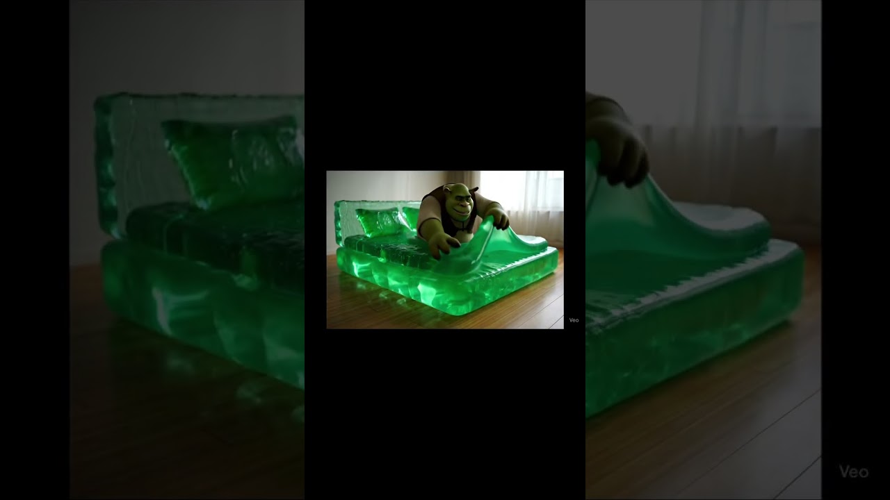 POV Shrek gets ready for bed #shrek #asmr #veo3 #asmr #fyp #greenslimebed