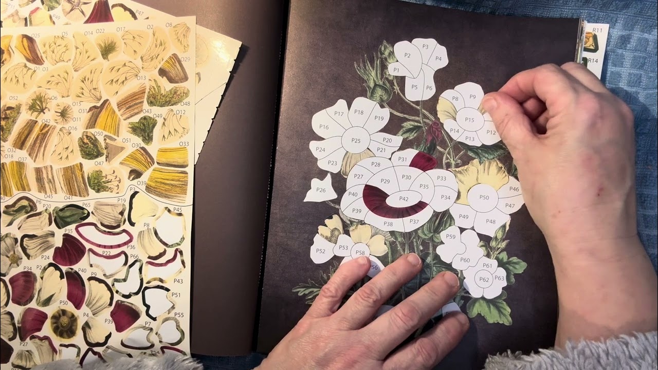 **WATCH** Working on a STICKER BY NUMBER Page 16 in Vintage Flowers from Brain Games