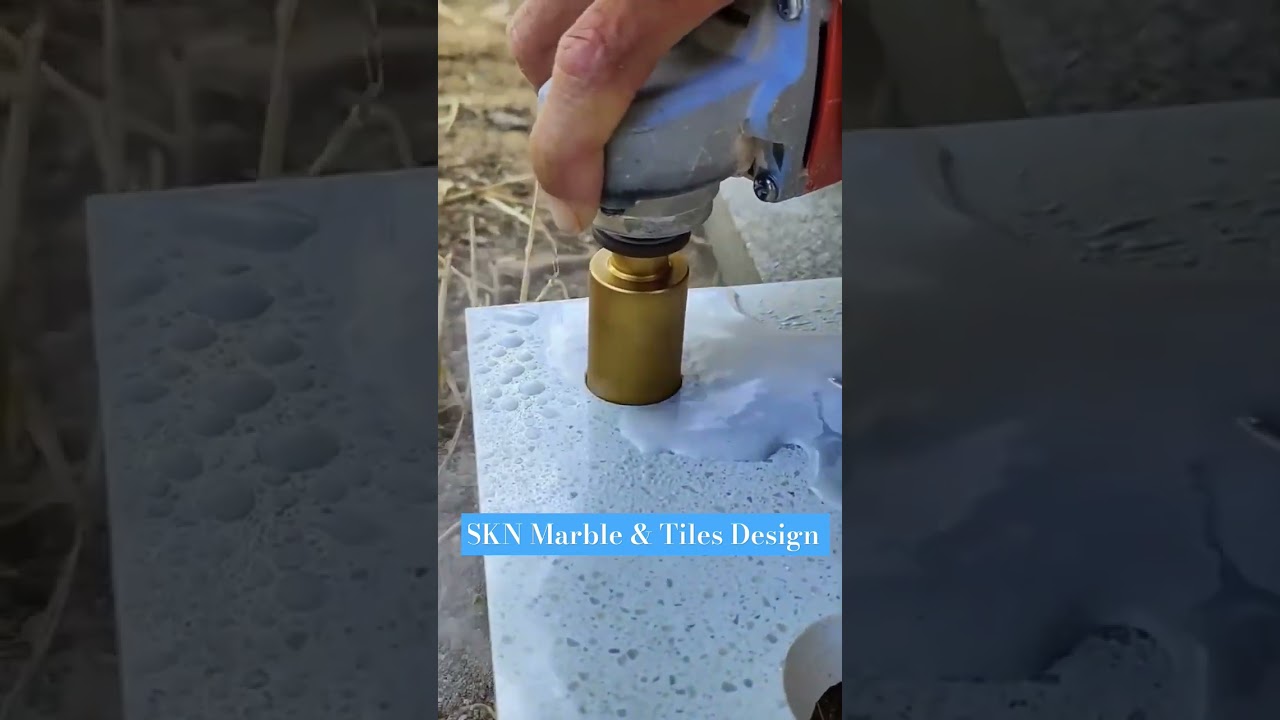 How to drill a hole for granite cobblestone quartz marble #marble #granite #tools  #ytshorts