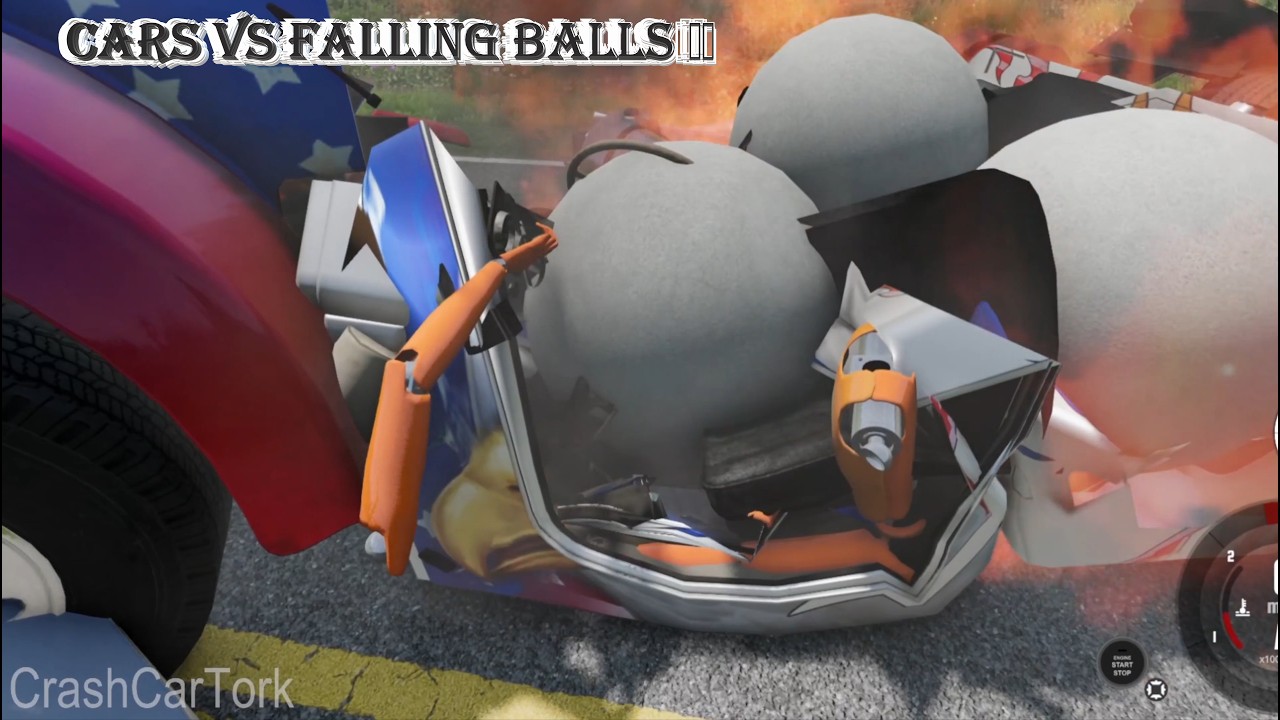 Cars vs Giant Falling Balls 💀 Extreme Crash Test  BeamNG drive
