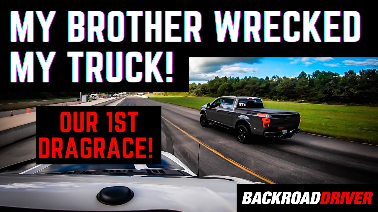 💥 DRAG RACING SUPERCHARGED F150 VS MODIFIED ECOBOOST - BROTHER RUNS TRUCK OFF THE ROAD!