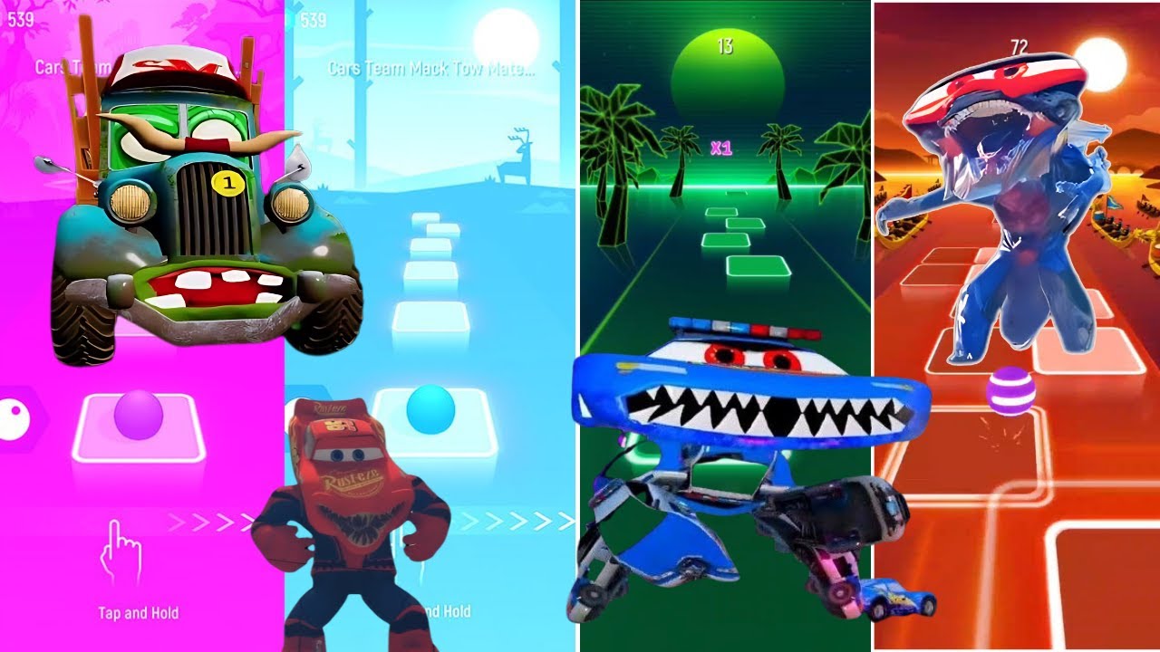 Zombie log truck vs Mcqueen head eater vs Giant disney policeman mutant eater vs Sea mcqueen monster