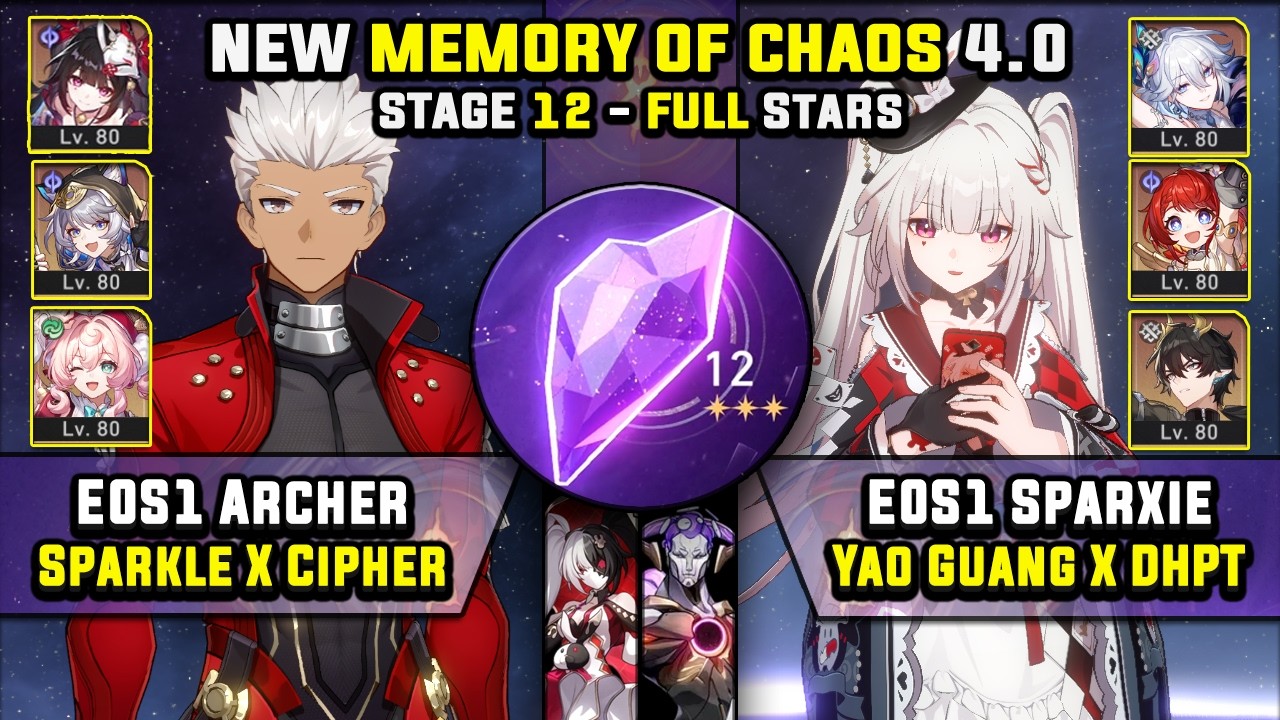 E0 Archer Carry & E0 Sparxie Carry W/ Yao Guang (3 Stars) Memory Of Chaos 12 Honkai Star Rail 4.0