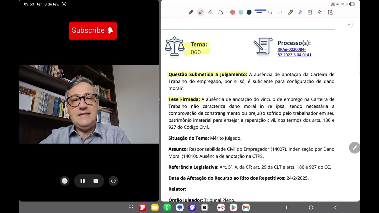TEMA 60 DO TST sobre dano moral 