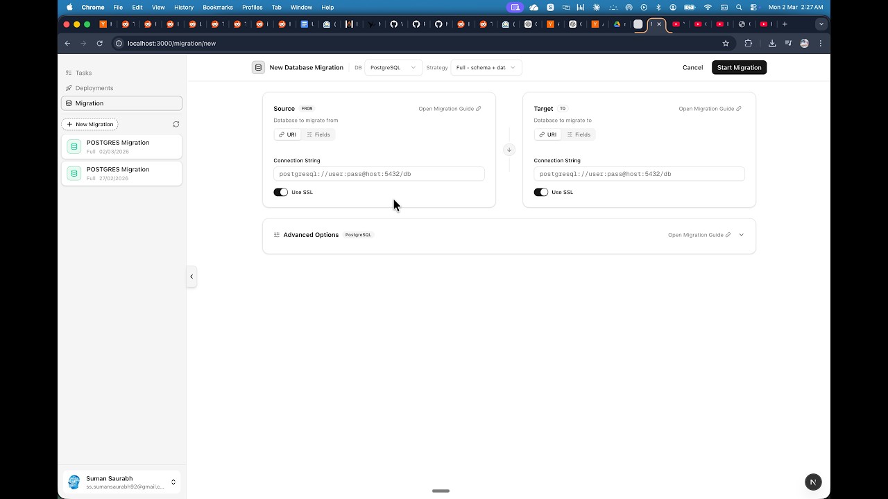 VibeDoctor Migration Tool from one Postgres/Mongo Instance to Another