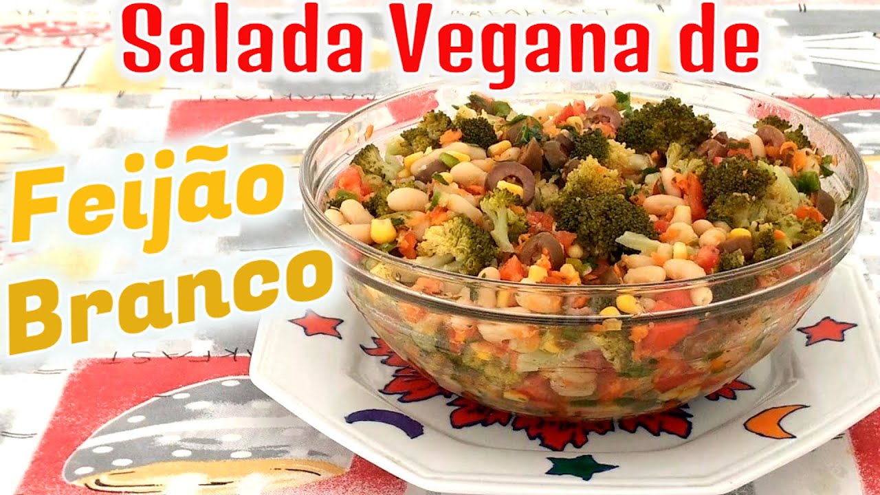 Salada Vegana de Feijão Branco - Receita Deliciosa, Super fácil,, Simples,  RECEITAS VEGANAS QUE AMO