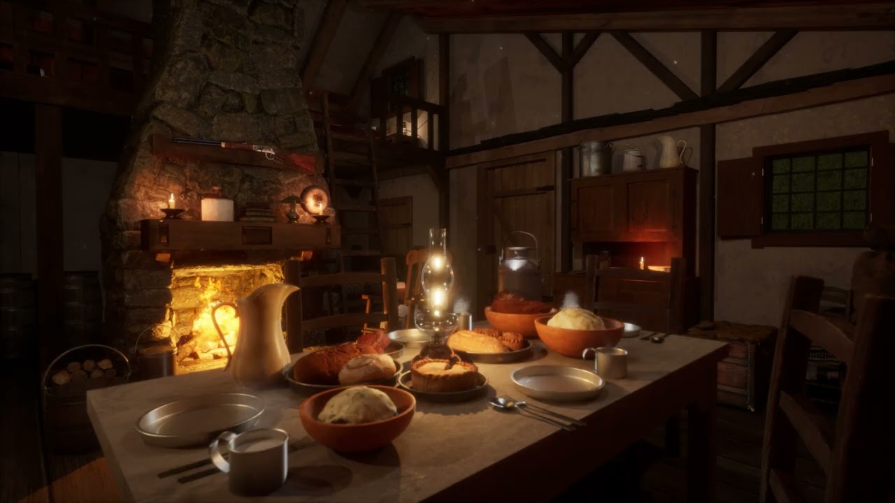 Rainy Evening in a Little House on the Prairie Inspired Cabin | Rain & Fireplace Sounds | 8 Hours