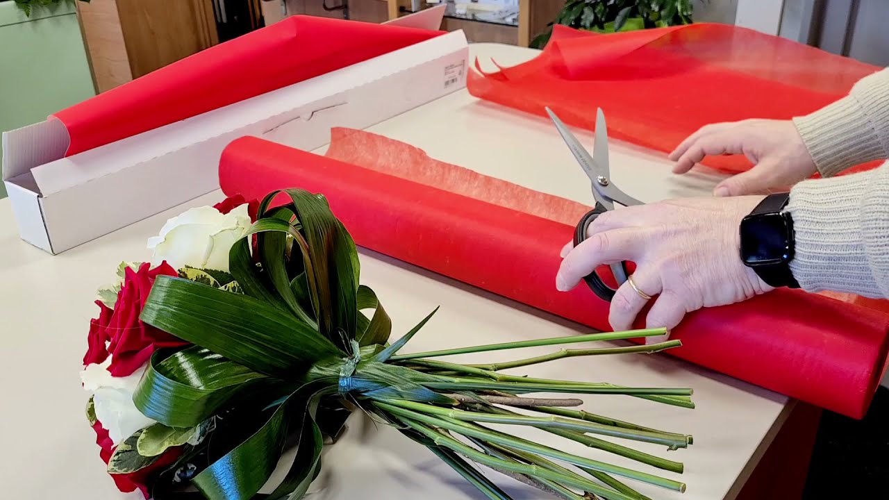Tutorial bouquet rose rosse e bianche compatto - wrapping flower bouquet