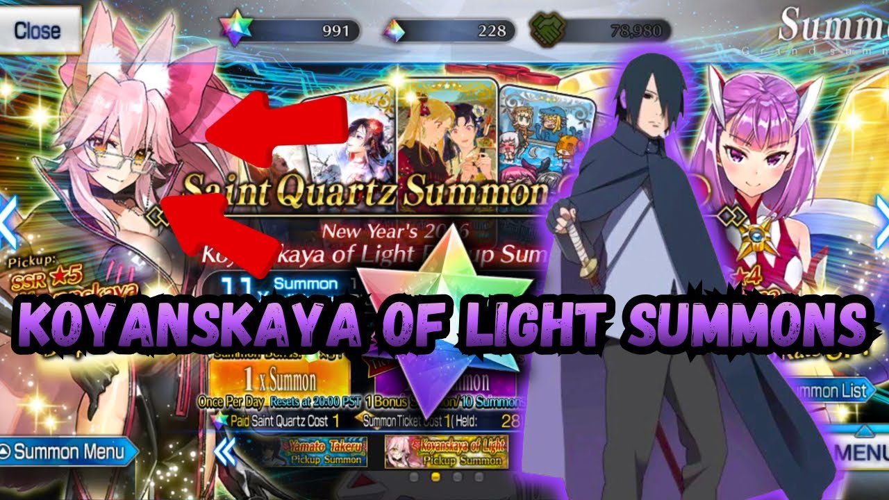 Sasuke Summons for Koyanskaya Of Light INSANE LUCK [FGO]
