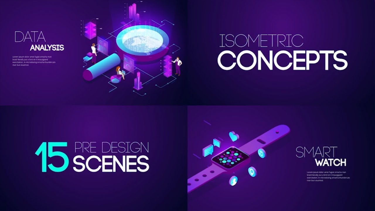 15 Isometric Animation for Modern Technology Concepts - After Effects Template