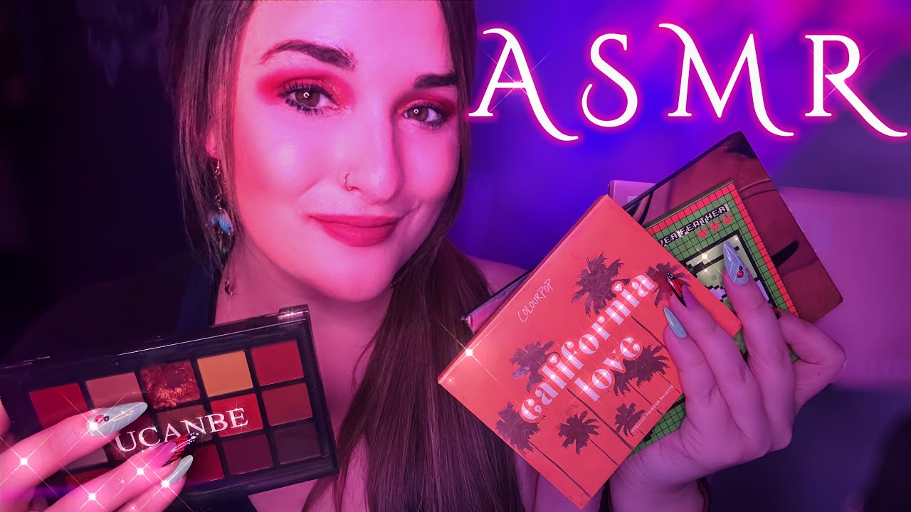 ASMR Swatching ALL My Makeup Palettes 🎨 Tracing, Whispers & Dreamy Color Names