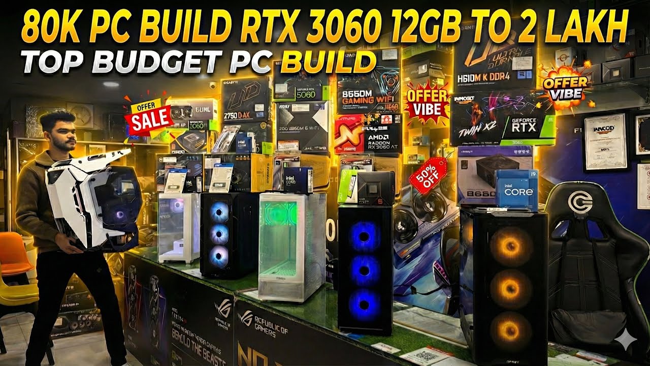 ₹80K RTX 3060 12GB Build! + Top 5 Nehru Place PC Builds (Up to 2 Lakh) 🔥 | Gaming Pc Build 