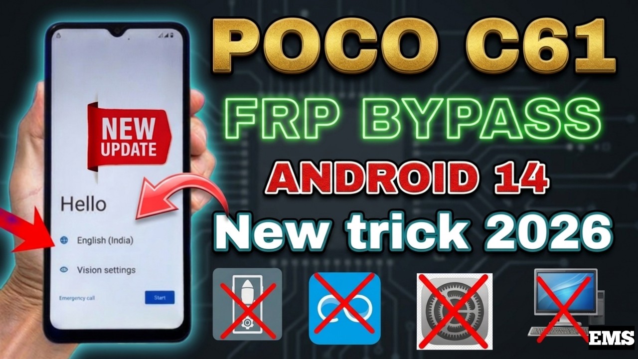 POCO C61 FRP BYPASS | POCO C61/REDMI A3 GOOGLE ACCOUNT REMOVE | Android 14 | Without Pc ,Latest 2026