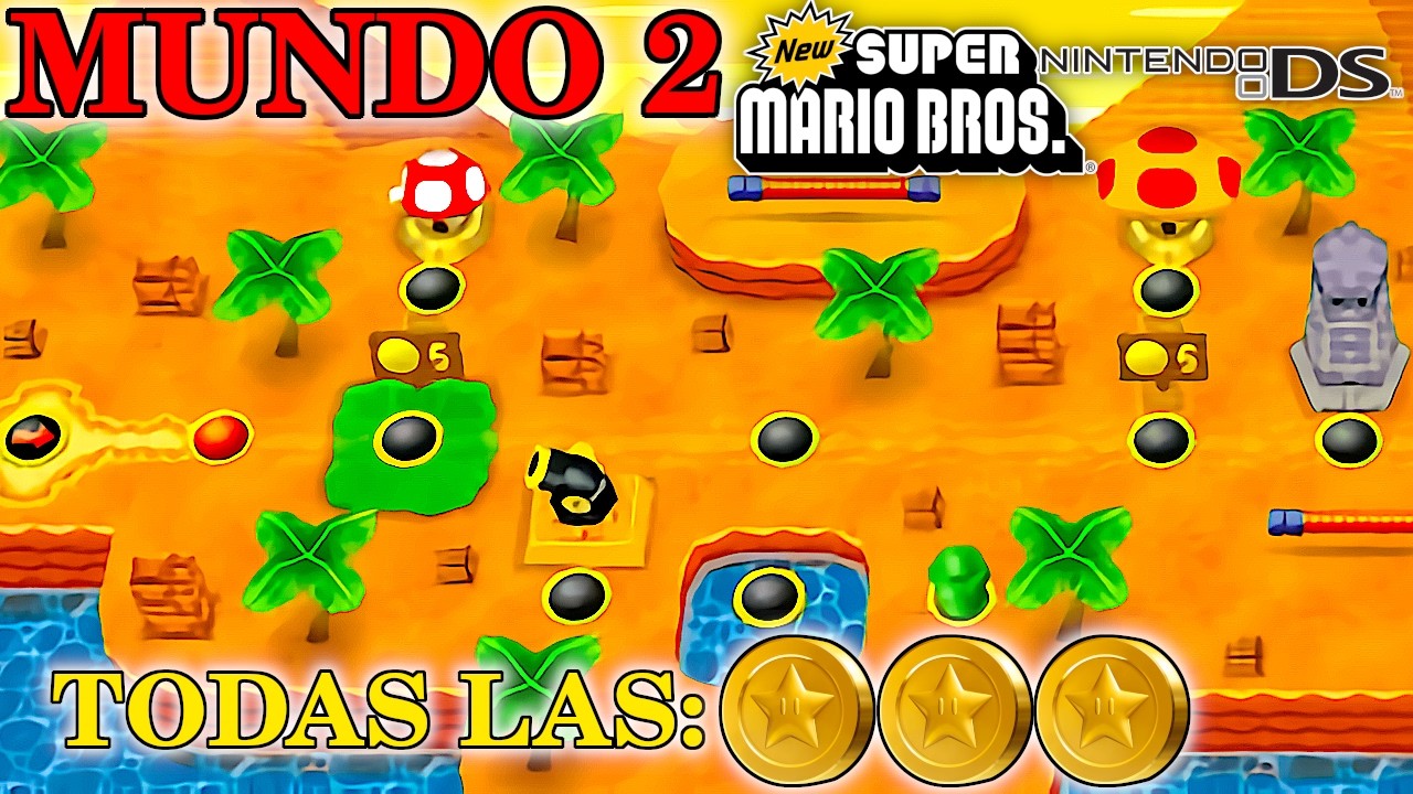 MUNDO 2 TODAS LAS MONEDAS ESTRELLA New Super Mario Bros DS
