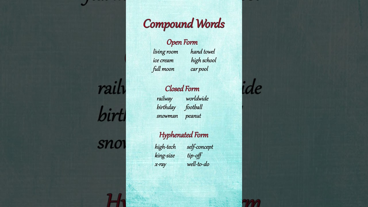 Three Types of Compound Words #english #vocabulary #words #shorts #shortvideo