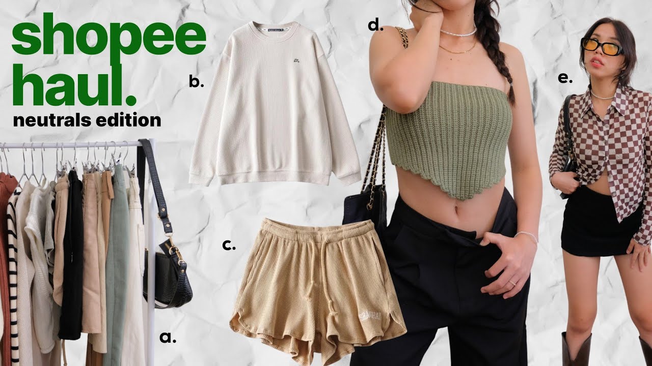 SHOPEE HAUL: NEUTRAL CLOTHES 2021 ( minimalist, high-quality & basic )