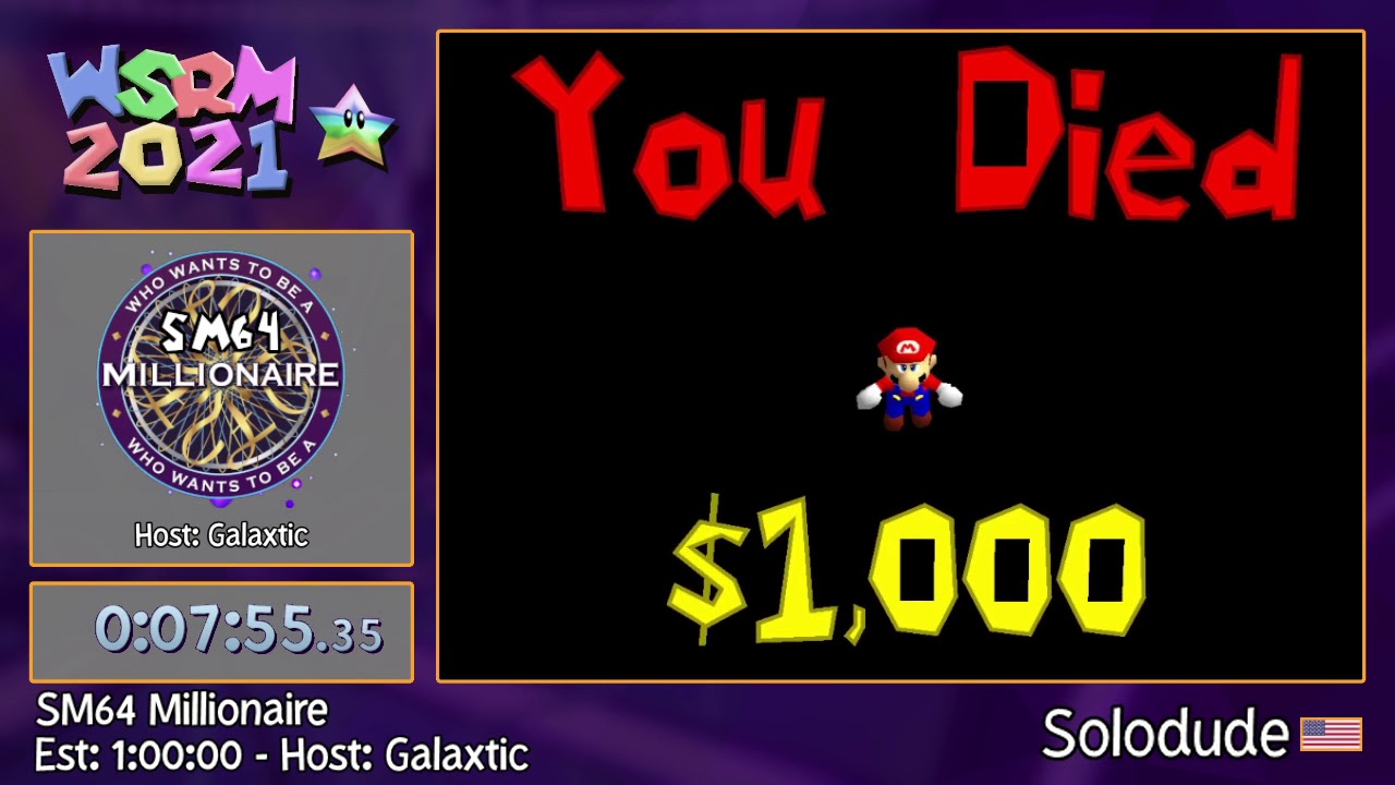 WSRM2021 - SM64 Millionaire with Solodude and DNVIC